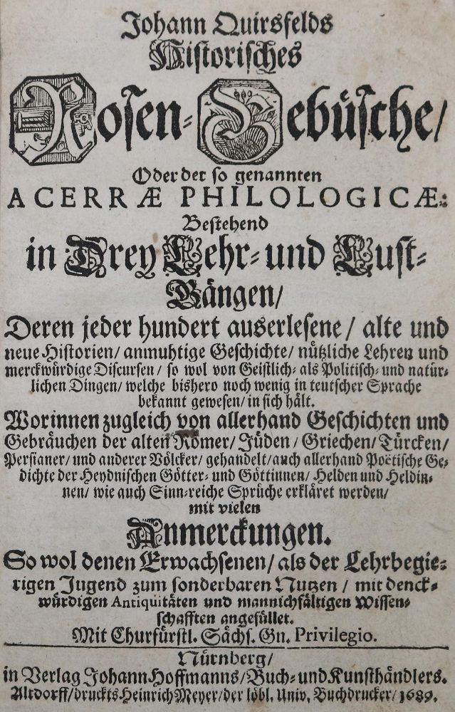 Große Abbildung Nr.1: 126-594 Quirsfeld,J.: (Alte Drucke, Handschriften und Theologie)