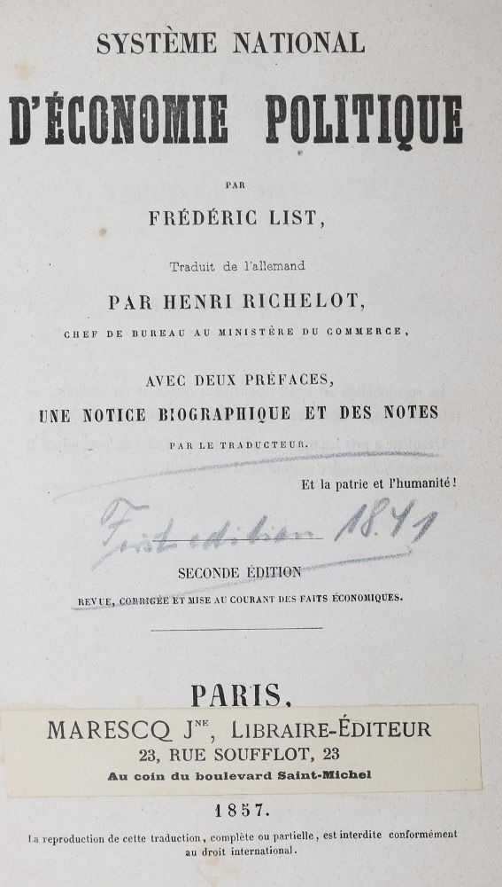 Große Abbildung Nr.1: 126-679 List,F.: (Wirtschaft)