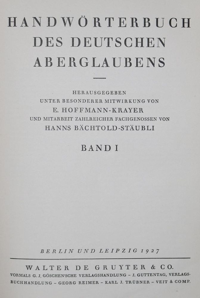 Große Abbildung Nr.1: 126-694 Bächtold-Stäubli,H.: (Grenzwissenschaften und Okkultismus)