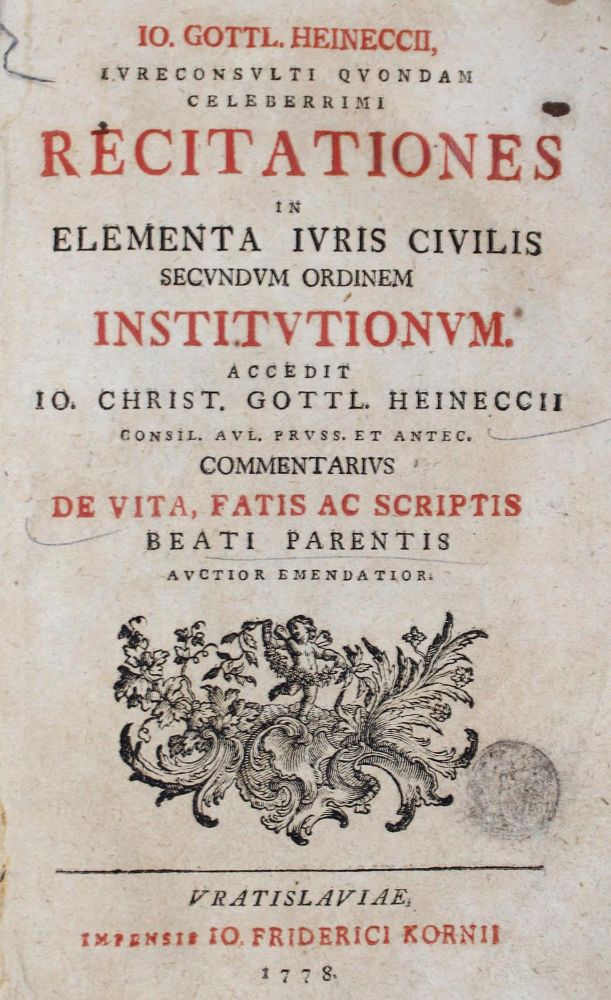 Große Abbildung Nr.1: 126-721 Heineccius,J.G.: (Juridica und Kriminologie)