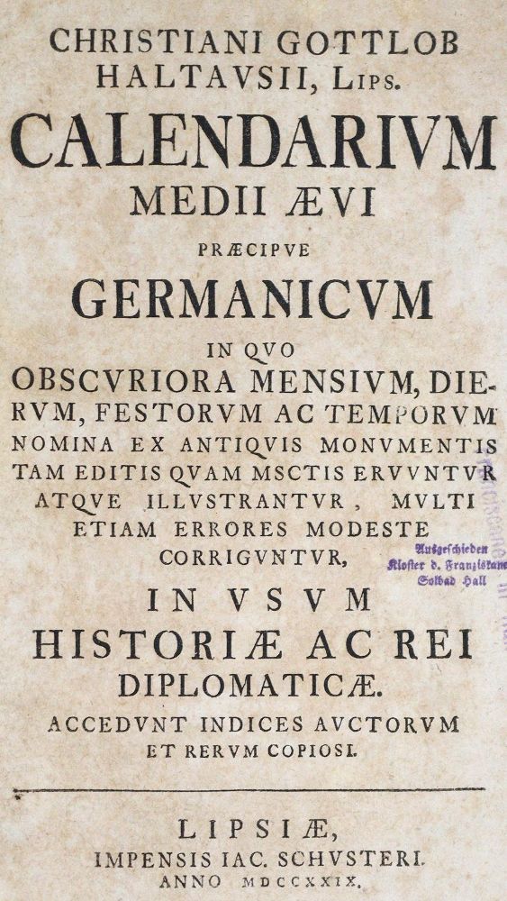 Große Abbildung Nr.1: 126-737 Haltaus,C.G.: (Kalender)