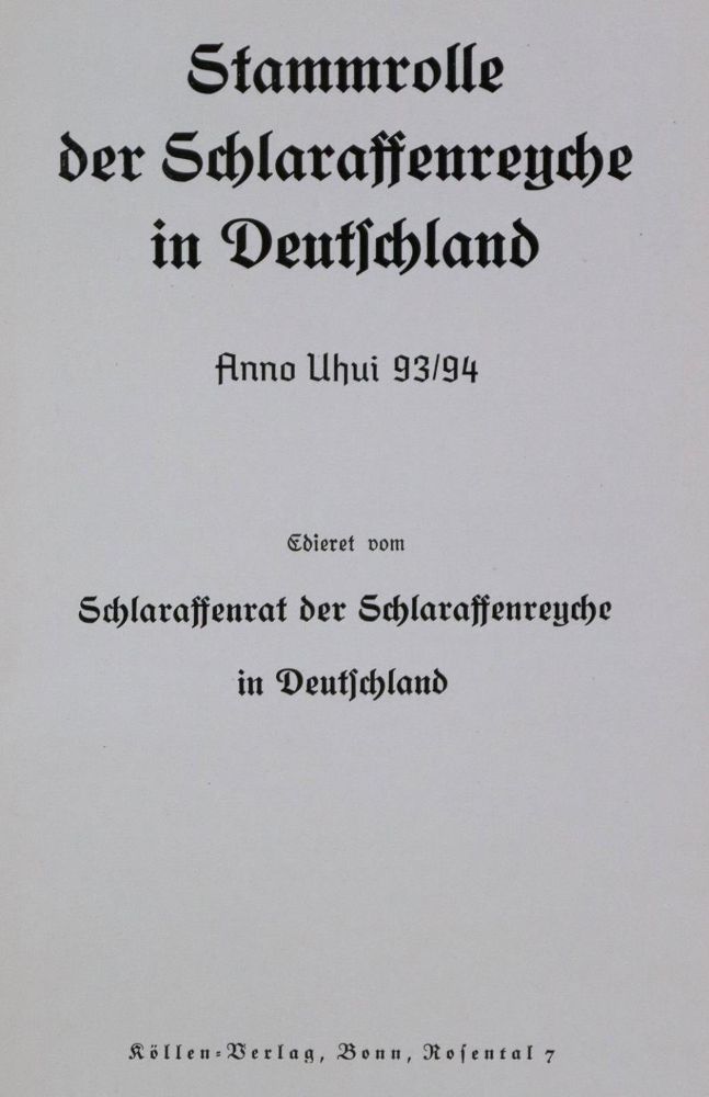 Große Abbildung Nr.1: 126-861 Stammrolle: (Studentika und Hochschulen, Schlaraffia)