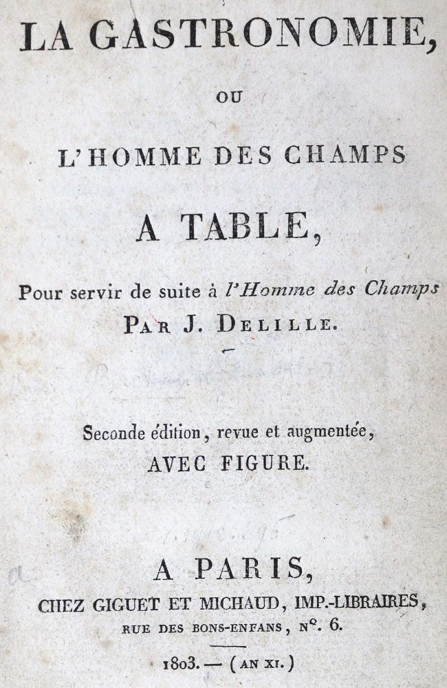 Große Abbildung Nr.2: 126-879 Delille,J.: (Küche und Haushalt, Gastrosophie)