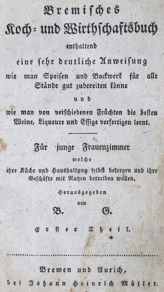 Große Abbildung Nr.1: 126-895 Gleim,B.: (Küche und Haushalt, Kochbücher, Bremen)