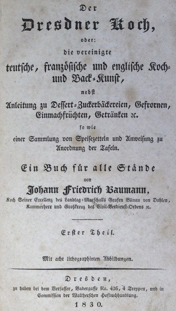 Große Abbildung Nr.1: 126-900 Baumann,J.F.: (Küche und Haushalt, Kochbücher, Dresden)