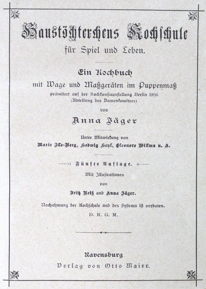Große Abbildung Nr.1: 126-922 Jäger,A. (d.i. A.Bihan).: (Küche und Haushalt, Kochbücher, Puppenkochbücher)