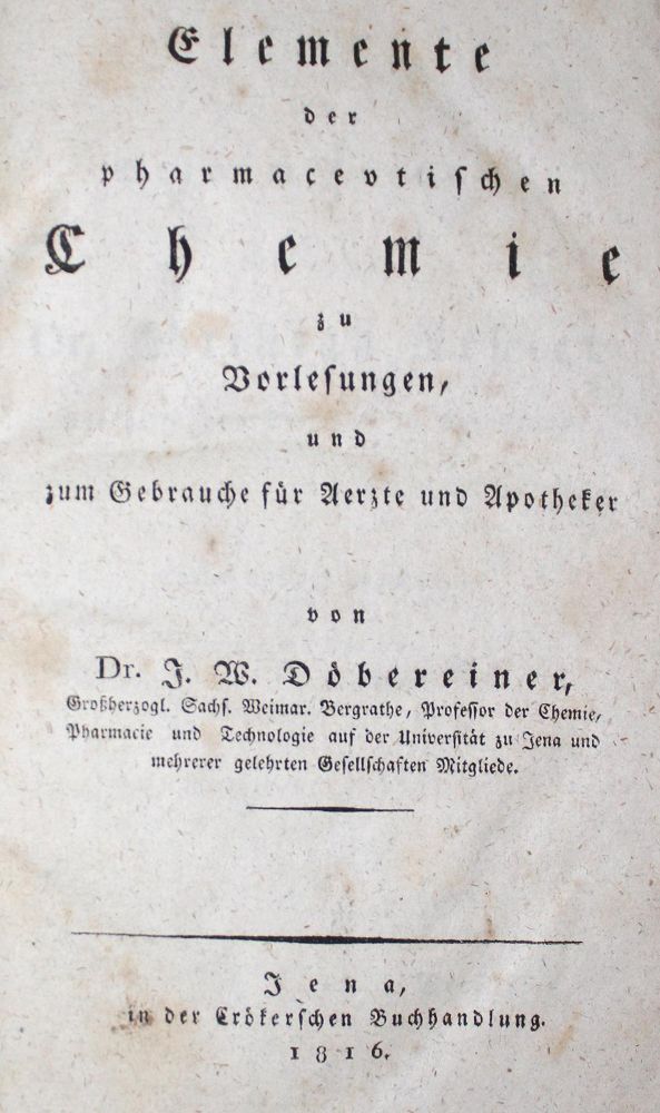 Große Abbildung Nr.1: 126-98 Döbereiner,J.W.: (Aus der Sammlung Professor Dr.Dr.Johannes Büttner Teil 1)