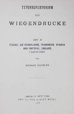 Bild Nr.1: 126-1056 Haebler,K.: (Bibliographie und Buchwesen)