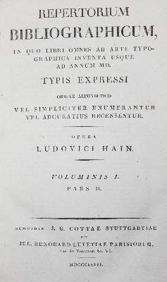 Bild Nr.1: 126-1057 Hain,L.: (Bibliographie und Buchwesen)