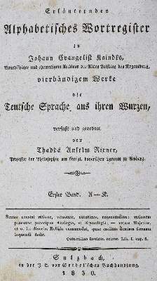 Bild Nr.1: 126-1089 Rixner,T.A.: (Lexika - Wörterbücher - Sprachwissenschaften)
