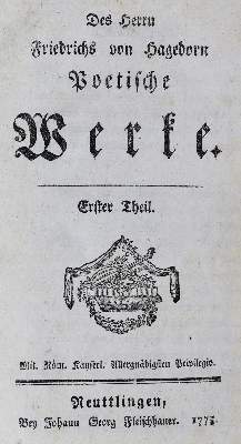 Bild Nr.1: 126-1257 Hagedorn,F.v.: (Literatur und illustrierte Bücher bis 19.Jahrhundert)