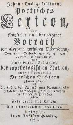 Bild Nr.1: 126-1259 Hamann,J.G.: (Literatur und illustrierte Bücher bis 19.Jahrhundert)