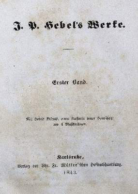 Bild Nr.2: 126-1262 Hebel,J.P.: (Literatur und illustrierte Bücher bis 19.Jahrhundert)