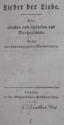 Bild Nr.1: 126-1264 (Herder,J.G.v).: (Literatur und illustrierte Bücher bis 19.Jahrhundert)