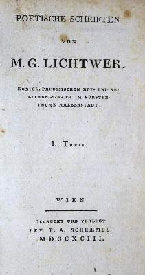Bild Nr.2: 126-1293 Lichtwer,M.G.: (Literatur und illustrierte Bücher bis 19.Jahrhundert)
