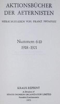 Bild Nr.1: 126-1486 Pfemfert,F. (Hrsg.).: (Literatur und illustrierte Bücher 20.Jahrhundert - Alte Literatur in modernen Ausgaben)