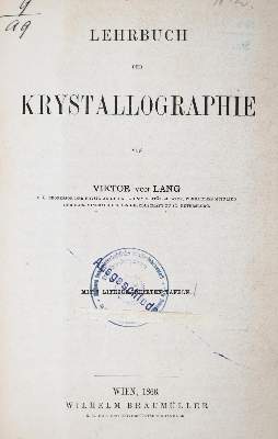 Bild Nr.1: 126-1643 Lang,V.v.: (Verschiedene Gebiete - Varia, Geologie - Mineralogie u. Paläontologie)