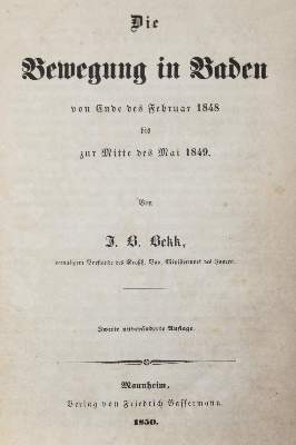Bild Nr.1: 126-1835 Bekk,J.B.: (Deutschland, Revolution 1848/49 - Vormärz - Politik, Baden)