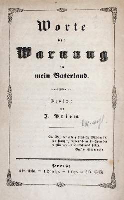 Bild Nr.1: 126-1838 Priem,J.P.: (Deutschland, Revolution 1848/49 - Vormärz - Politik)