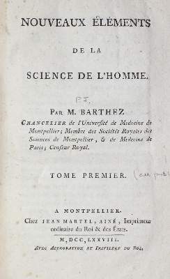 Bild Nr.1: 126-19 Barthez,(P.J.).: (Aus der Sammlung Professor Dr.Dr.Johannes Büttner Teil 1)