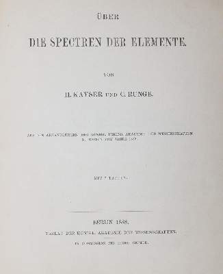 Bild Nr.1: 126-193 Kayser,H. u. C.Runge.: (Aus der Sammlung Professor Dr.Dr.Johannes Büttner Teil 1)