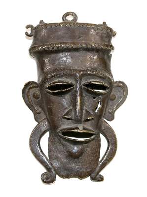 Bild Nr.1: 126-2218 Bronzemaske Ashanti Ghana.: (Afrika, Masken)