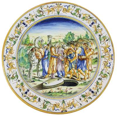 Bild Nr.1: 126-2324 Italien, große Platte: (Porzellan u. Keramik, Fayencen)