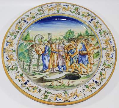 Bild Nr.3: 126-2324 Italien, große Platte: (Porzellan u. Keramik, Fayencen)