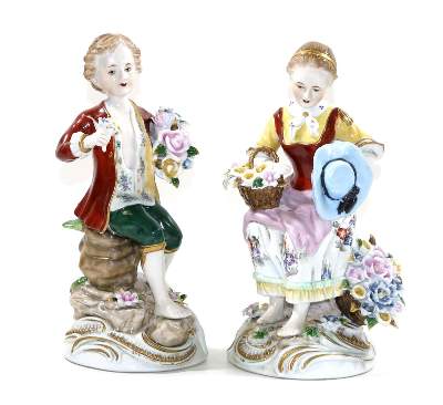 Bild Nr.1: 126-2335 Paar Gärtnerkinder.: (Porzellan u. Keramik, Figuren)