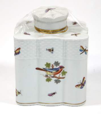 Bild Nr.1: 126-2348 Herend prächtige Teedose: (Porzellan u. Keramik)