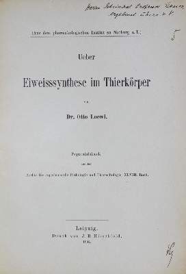 Bild Nr.1: 126-240 Loewi,O.: (Aus der Sammlung Professor Dr.Dr.Johannes Büttner Teil 1)