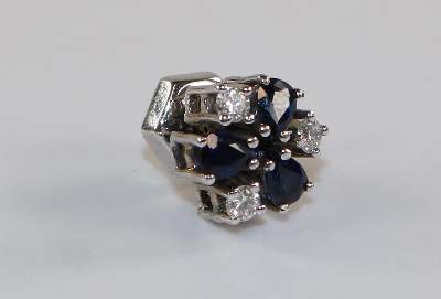 Bild Nr.2: 126-2409 Saphir- Diamant Vorstecknadel: (Schmuck, DRC Pforzheim)