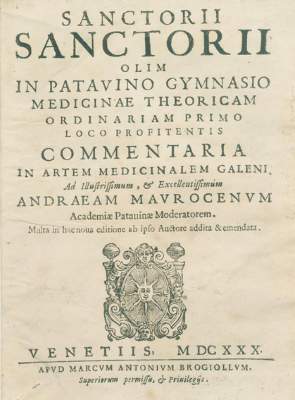 Bild Nr.1: 126-298 Santorio,S.: (Aus der Sammlung Professor Dr.Dr.Johannes Büttner Teil 1)