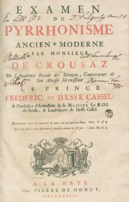 Bild Nr.1: 126-443 Crousaz,(J.P.de).: (Alte Drucke, Handschriften und Theologie)