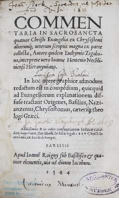 Bild Nr.1: 126-464 Euthymius Zigabenus.: (Alte Drucke, Handschriften und Theologie)