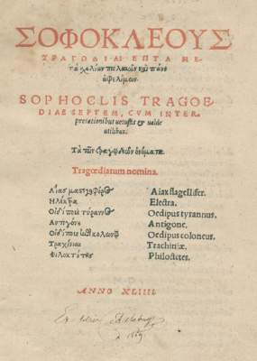 Bild Nr.1: 126-639 Sophokles.: (Alte Drucke, Handschriften und Theologie)