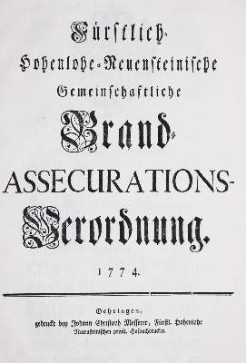 Bild Nr.1: 126-680 Brand-Assecurations-Verordnung,: (Wirtschaft, Oehringen)