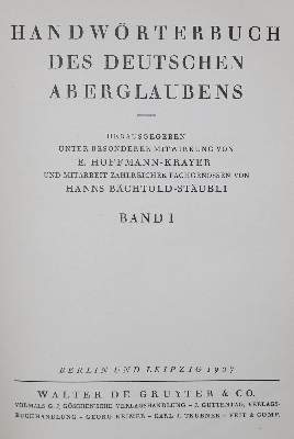 Bild Nr.1: 126-694 Bächtold-Stäubli,H.: (Grenzwissenschaften und Okkultismus)