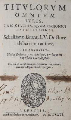 Bild Nr.1: 126-711 Brant,S.: (Juridica und Kriminologie)