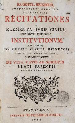Bild Nr.1: 126-721 Heineccius,J.G.: (Juridica und Kriminologie)