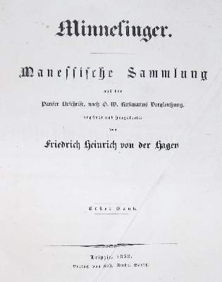 Bild Nr.1: 126-811 Hagen,F.H.v.d.: (Musik)