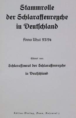Bild Nr.1: 126-861 Stammrolle: (Studentika und Hochschulen, Schlaraffia)