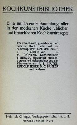 Bild Nr.1: 126-913 Kochkunstbibliothek.: (Küche und Haushalt, Kochbücher)