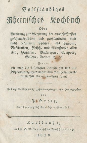 Große Abbildung Nr.1: 127-1001 Stolz,(F.J.).: (Küche und Haushalt, Kochbücher)