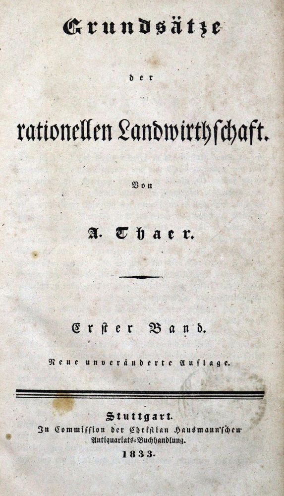 Große Abbildung Nr.1: 127-1008 Thaer,A.: (Land- und Forstwirtschaft, Landwirtschaft)