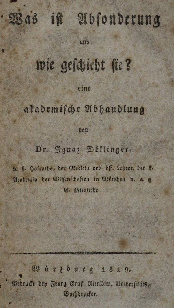 Große Abbildung Nr.1: 127-102 Döllinger,I.: (Aus der Sammlung Professor Dr.Dr.Johannes Büttner Teil 1)