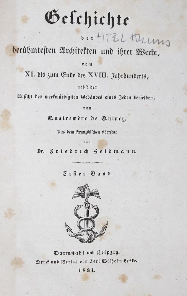 Große Abbildung Nr.1: 127-1021 Quatremère de Quincy,A.C.: (Architektur)