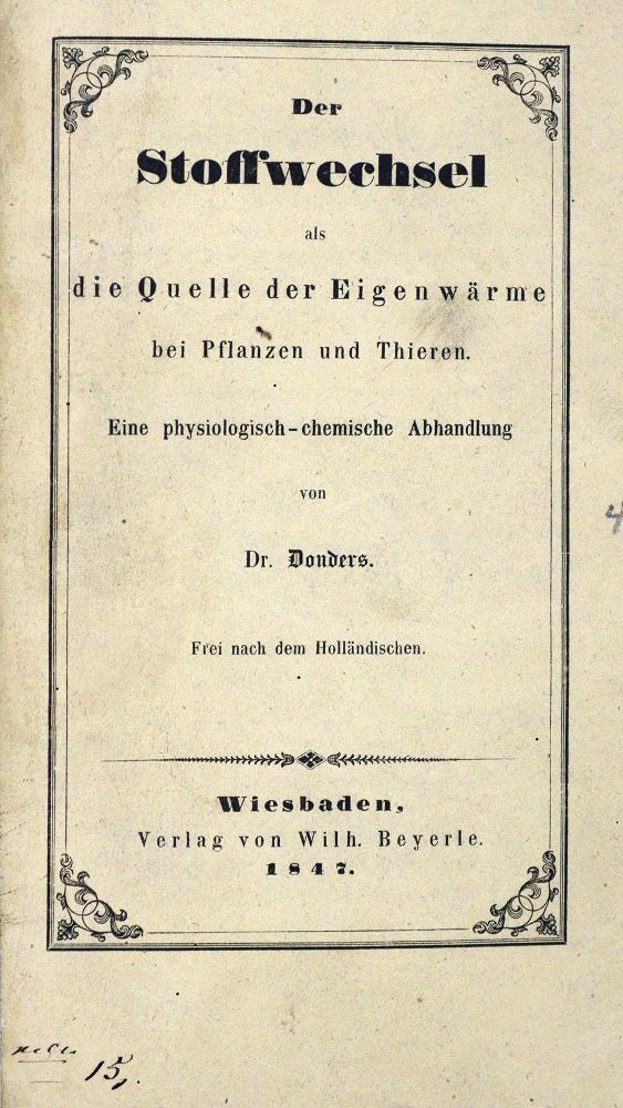 Große Abbildung Nr.1: 127-103 Donders,(F.C.).: (Aus der Sammlung Professor Dr.Dr.Johannes Büttner Teil 1)
