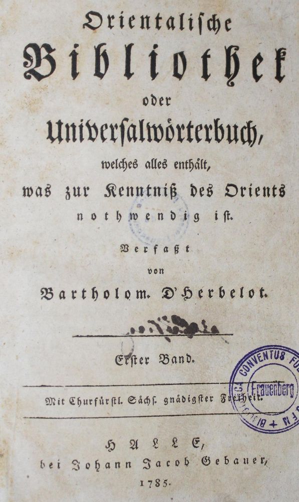 Große Abbildung Nr.1: 127-1121 Herbelot (de Molainville),B.de.: (Lexika - Wörterbücher - Sprachwissenschaften)