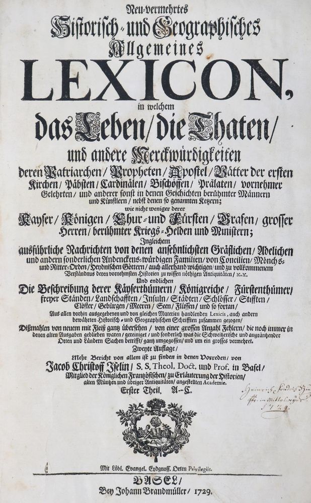 Große Abbildung Nr.1: 127-1122 Iselin,J.C.: (Lexika - Wörterbücher - Sprachwissenschaften)